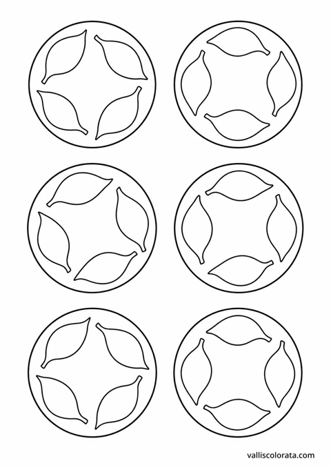 Leaf Medallions. A Gentle Patterns coloring page from Gentle Patterns. Download the branded PNG or A4 PDF.