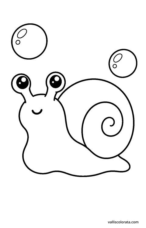 Sea snail in a playful Pop Kawai design. An easy L1 coloring page with bold black outlines, spacious white areas and no shading.