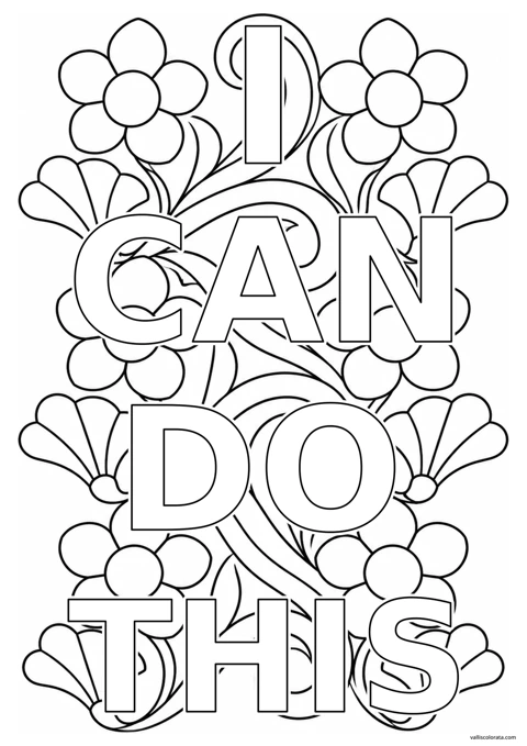I Can Do This (English lettering). A Affirmation Doodles coloring page from Positive Moments. Download the branded PNG or A4 PDF.