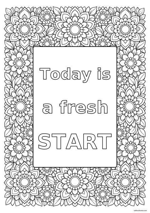 Today Is a Fresh Start (English lettering). A Affirmation Doodles coloring page from Positive Moments. Download the branded PNG or A4 PDF.