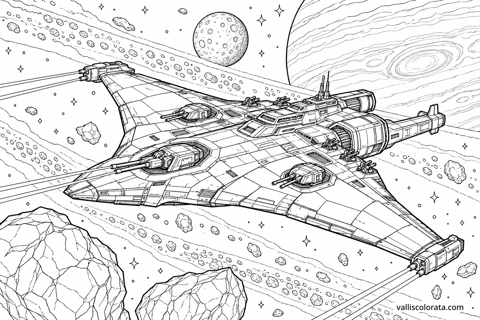 Manta Veil — Ray-Inspired Battleship. A Realistic coloring page from Space Battleships. Download the branded PNG or A4 PDF.