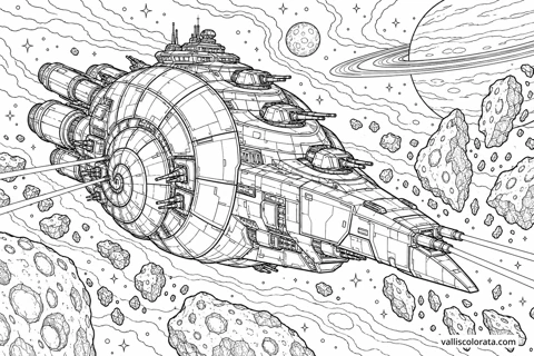 Nautilus Bulwark — Shell-Inspired Battleship. A Realistic coloring page from Space Battleships. Download the branded PNG or A4 PDF.