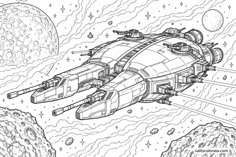 Scarab Lance — Beetle-Inspired Battleship. A Realistic coloring page from Space Battleships. Download the branded PNG or A4 PDF.