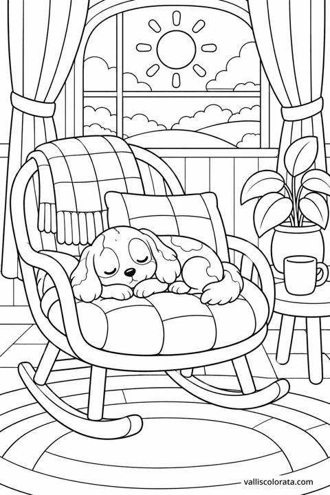 The Rocking Chair Pause. A Kawaii coloring page from Small Quiet Moments. Download the branded PNG or A4 PDF.