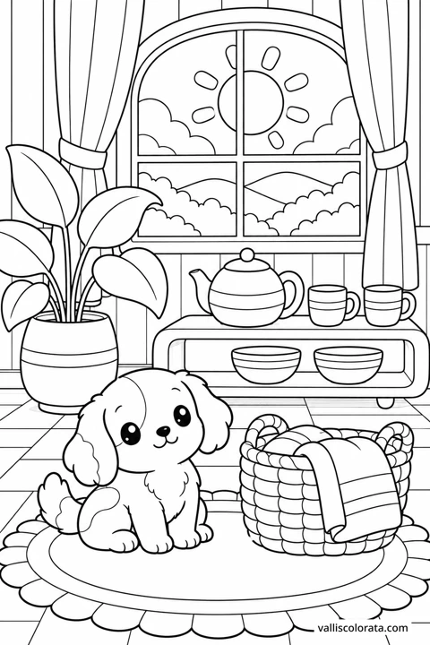 The Ceramic Shelf. A Kawaii coloring page from Small Quiet Moments. Download the branded PNG or A4 PDF.