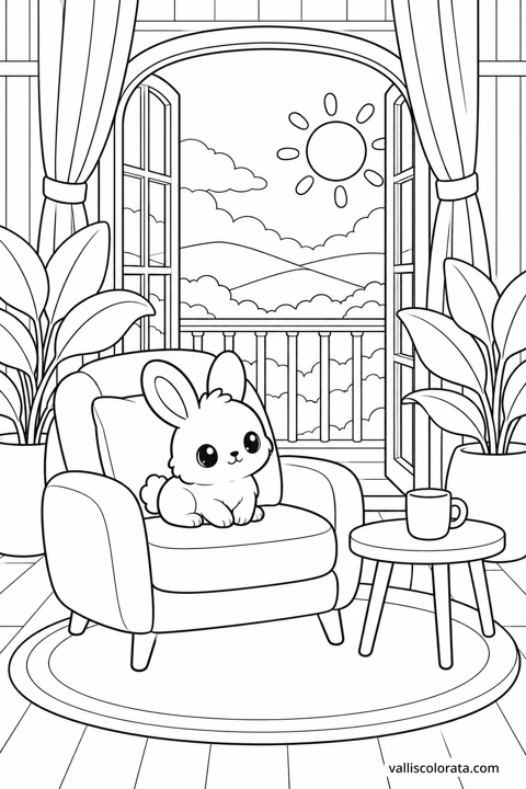 The Open Balcony Door. A Kawaii coloring page from Small Quiet Moments. Download the branded PNG or A4 PDF.